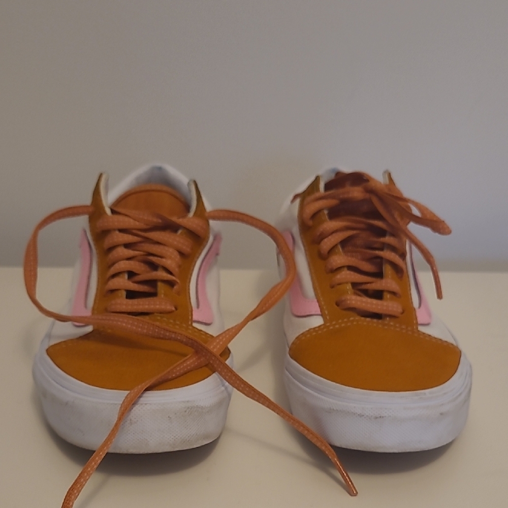 Vans Women's White, Orange, and Pink Sneakers - Picture 6 of 12